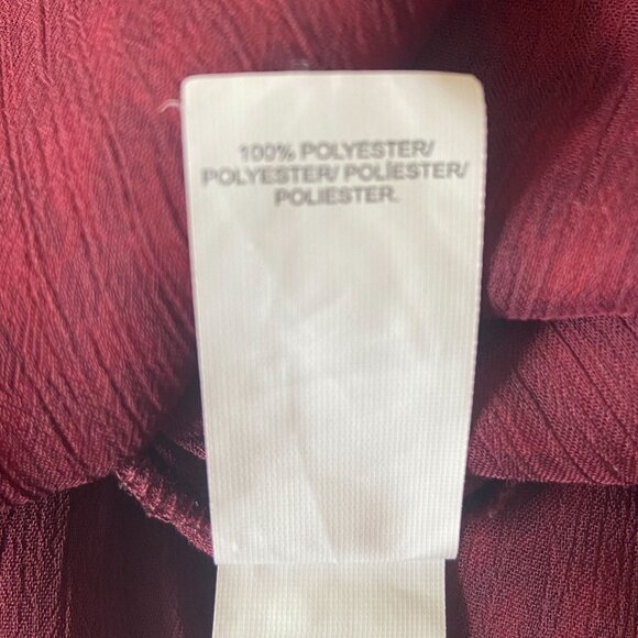 Lucky Brand Red & Black Animal Print Split Neck Blouse Sz Medium Long Sleeves - Picture 11 of 11